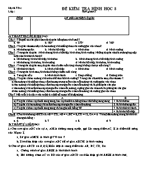 Đề kiểm tra Hình học 8 thời gian 45